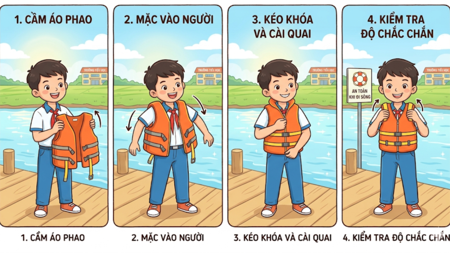 Hướng dẫn mặc áo phao đúng cách